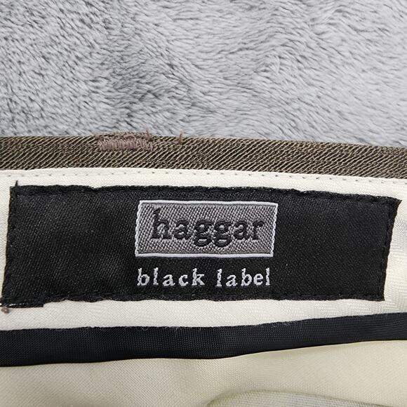 Haggar Black Label Dress Pants Mens 34x32 Brown Pleated Cuffed Office Academia - Picture 4 of 11